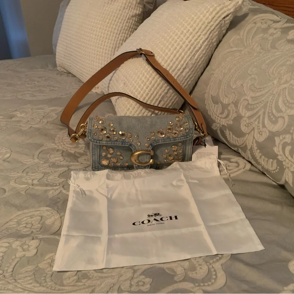 Coach Shabby denim crystal bag. Beautiful!! - Picture 3 of 8